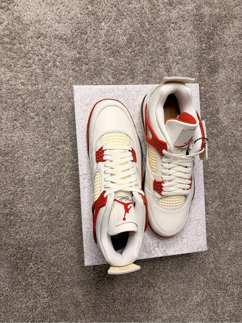 Nike Men's Retro Sneakers - Cream, Red